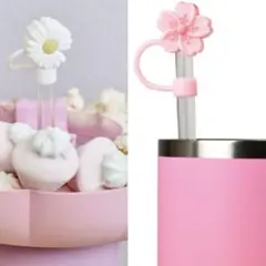 未開封　フライングタイガー　さくら花　ストローカバー　ストローキャップ2個セット