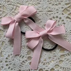 82 ヘアメ　リボン　ピンク　メンカラ　9ミリ巾　2個セット　推し　髪ゴム