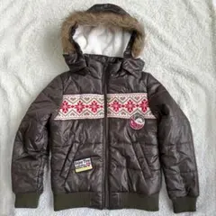 〈⭐︎美品〉ノルディック柄 ダウンコート 160センチ　カーキグリーン160㎝　S