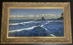 イラン・タブリーズ産 手織り ペルシャ 絵画絨毯 額装 50×110cm ウール