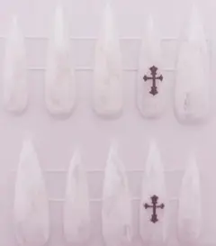 ♡ 地雷 量産型 シンプル 白 マーブルネイル ♡