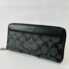 ☆美品☆ COACH コーチ シグネチャー ブラック 長財布 ラウンドファスナー
