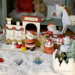 ナチュラルキッチン　木製スタンドボードクリスマストレイン　冬　インテリア　置物