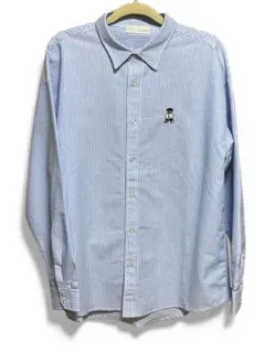【美品】LOGOS DAYS 長袖 ボタンシャツ 春色 水色 ストライプ LL