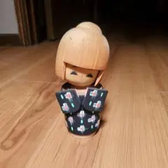 木製日本人形 花柄着物