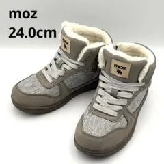 【新品級】moz ハイカットスニーカー ボア ファー 防寒 24.0cm