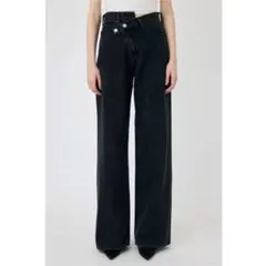 MOUSSY CROSS WAIST WIDE ストレート BLK 1
