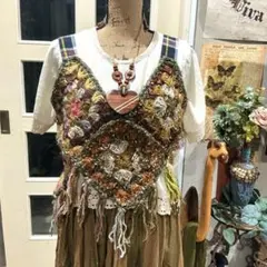 エルロデオ　カラフル クロシェ編み フリンジベストのサムネイル