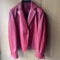 レザー シングルボタンジャケット 赤