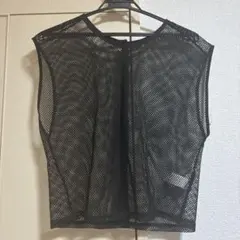 GU メッシュノースリーブトップス ブラック