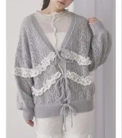 merry Jenny 透かし編みフリルニットカーディガン