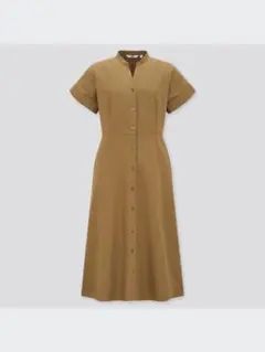 【新品未使用】ユニクロ　コットンレーヨンⅤネックシャツワンピース（半袖）