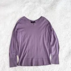 【アンタイトル】☆近年☆シルク・カシミヤ混ニット洗える　パープルXL