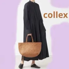定価2.5万【collex】シャツワンピース　マキシ丈　ピンタック　黒　フレア綿のサムネイル