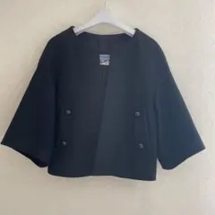 アドーア　ノーカラー　ジャケット　コート　ショート　ブラック