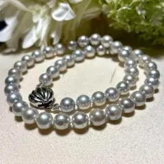 【テリ強】あこや真珠 Blue Pearl necklace SV 39.8g