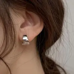 ぽってり厚みのドロップフープピアス ゴールド K18コーティング シルバー925