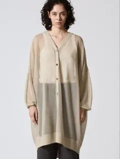 mizuiro ind メッシュ柄Vネックロングカーディガン