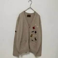【Karl Helmut】カーディガン　パッチワーク　刺繍【L】ベージュ　古着のサムネイル
