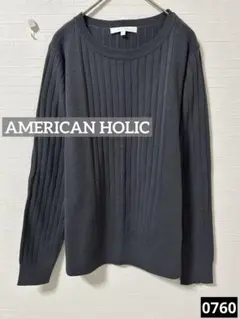 0760 AMERICAN HOLIC リブ編みニット　チャコール
