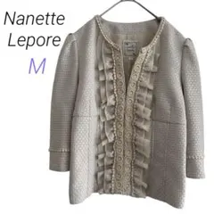 Nanette Lepore【M】7分袖ノーカラージャケット フリル レースのサムネイル