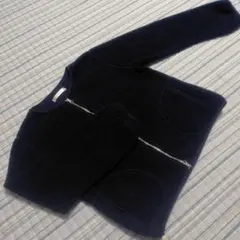 DoCLASSE ネイビー ノーカラーボアジャケット　M