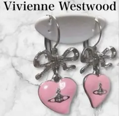 良品　Vivienne Westwood リボン　ハート　オーブ　両耳用ピアスのサムネイル