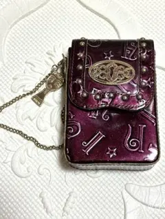 ANNA SUI アナスイ パープル文字模様スタッズシガレットケース
