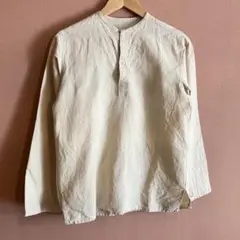 ロシア軍　スリーピングシャツ　ノーカラーシャツ　生成り　ミリタリーシャツ　ユーロ