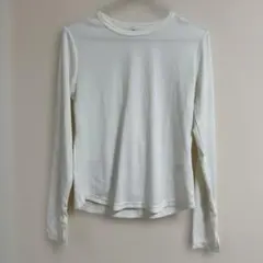 美品　GU ソフトリブクルーネックT ホワイト　L.
