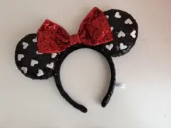 ディズニー　カチューシャ　ミニー　ハート　スパンコール　黒
