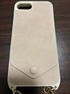 iPhone se ピンクベージュ スマホショルダー