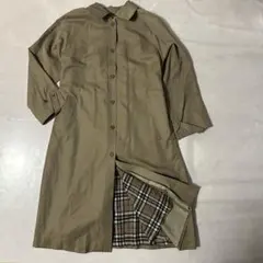 希少 ベージュ ステンカラーコート ライナー付 ノバチェック L 13号 上品