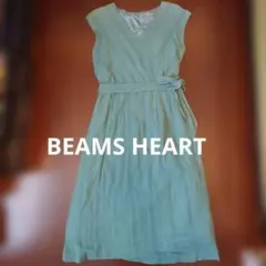 BEAMS HEART ノースリーブひざ丈ワンピース グリーンのサムネイル