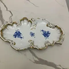 ヘレンド 7517 ロココディッシュ ブルー花 ゴールド金彩 33×19cm ヘレンド 7517 ロココディッシュ ブルー花 ゴールド金彩 33×19cm