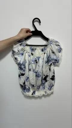 COCO DEAL 花柄シャーリングブラウス サイズ2 オフショル風 フェミニン