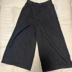 ハートマーケット　ダークグレー ストライプ ワイドパンツ　L