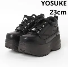 YOSUKE スタンダードモデル厚底レースアップスニーカー 黒 23cm