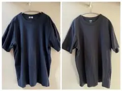 UNIQLO XL ネイビー&ブラック Tシャツ 普段着 お手軽 2枚まとめ売り
