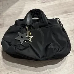 あんこ様専用✨ ブラック ナイロン ハンドバッグ 星型チャーム付き