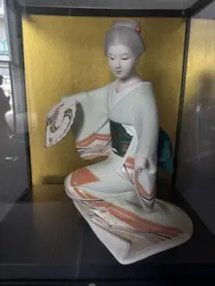 日本人形 陶器人形 伝統工芸 ガラスケース付き　 観賞 工芸品 インテリア 置物