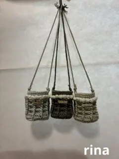 長さ調整OK◎ハンギングミニポット3点セットかぎ編み 小物入れ・プランターカバー