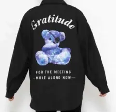 くま ブラウス ゆめかわ 熊 ぬいぐるみ長袖　量産型クロ地雷シャツ　トップス　L