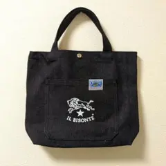 IL BISONTE　ロゴ入り　キャンパス　デニム生地 トートバッグ