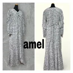 【美品】amel エイメル フラワープリント マーメイドワンピース ホワイト系