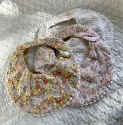 花柄 リバーシブル ベビー スタイ 2枚セット +1枚おまけ