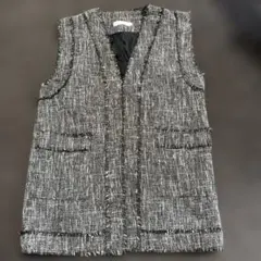 フリンジ付きツイードベスト