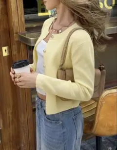 SHEIN 春ニットカーディガン イエロー Sサイズ