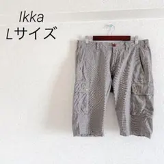 IkkaカーゴハーフパンツL千鳥格子柄コットン100%黒大きいのサムネイル