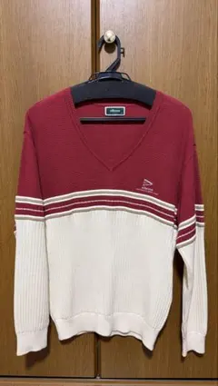 ellesse ゴルフ Vネックセーター Mサイズ 赤・クリームのサムネイル